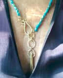 Turquoise & Upcycled Brass Spike Necklace