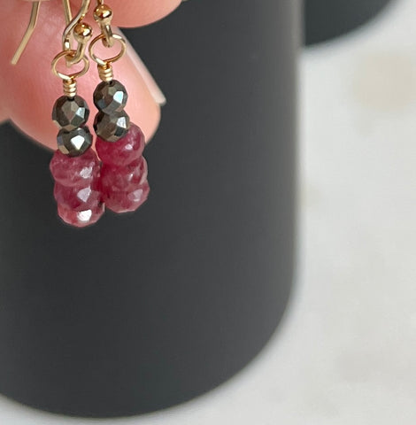 Ruby/Pyrite Earrings
