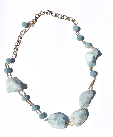 Raw & Polished Aquamarine Necklace