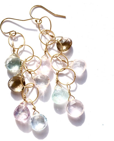 Soft Color Multi Stone Earrings