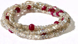 Ruby & Labradorite Long Necklace/Wrap Bracelet