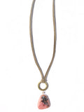 Pink Peruvian Opal on Grey Suede Necklace