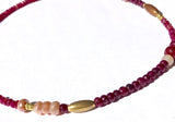 Shades of Pink Ruby and Brass Choker Necklace