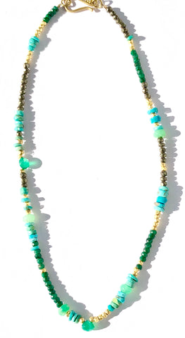 Emerald, Turquoise, & Green Onyx Choker Necklace