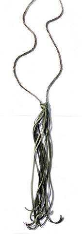 Extra Long Pyrite Tassel Necklace