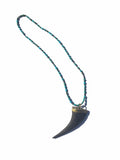 Vintage Wood Horn Pendant Necklace with Turquoise & Pyrite Beads - SOLD OUT