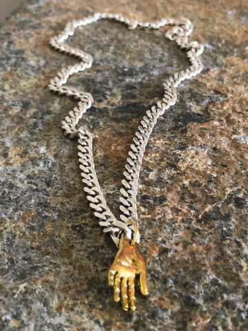 Open Hand Brass & Silver Necklace