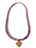 Heart of Gold Pink Tourmaline Necklace
