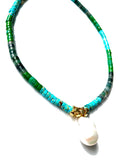 Jewel of the Sea Turquoise, Moss Agate & Pearl Necklace