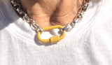 Silver & Butter Yellow  Luxe Lock Necklace