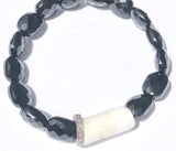 Black Onyx, Vintage Coral & Diamond Bracelet