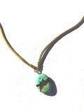 Turquoise Pendant Necklace on Gold Dipped Leather